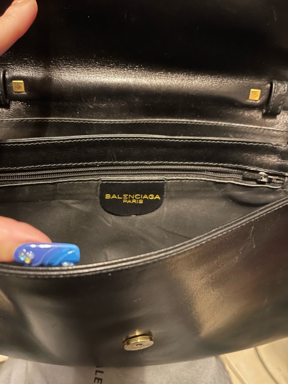 Balenciaga Black Leather Clutch Bag with Gold Hardware - Picture 4 of 5